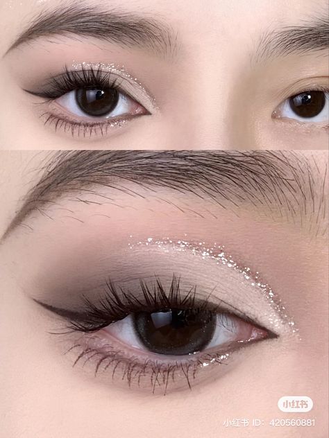 Dark Dress Makeup Look, Kpop Smokey Eye, Smokey Eye Douyin Makeup, Simple Eye Makeup For Black Dress, Black And Grey Makeup Looks, Ullzang Make Up Tutorial, Twice Concert Makeup, Douyin Smokey Eye, Simple Makeup For Black Dress