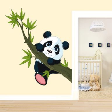 Panda Climbing, Simple Wall Paintings, Wall Drawings, Wall Stickers Animals, Creative Wall Painting, Wall Art Diy Paint, Diy Wall Painting, Baby Zimmer, Room Wall Painting