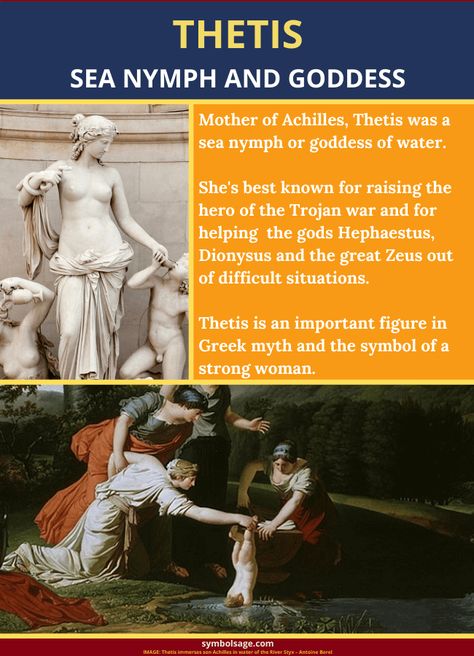 Mother of Achilles, Thetis is a popular figure in Greek myth known for raising the Trojan war hero. She's a symbol of a strong woman. Here's her story. Thetis Goddess, Greece Mythology, Goddess Symbols, Greek Pantheon, World Mythology, Legendary Dragons, Creation Myth, Greek Mythology Gods, Ancient Mythology