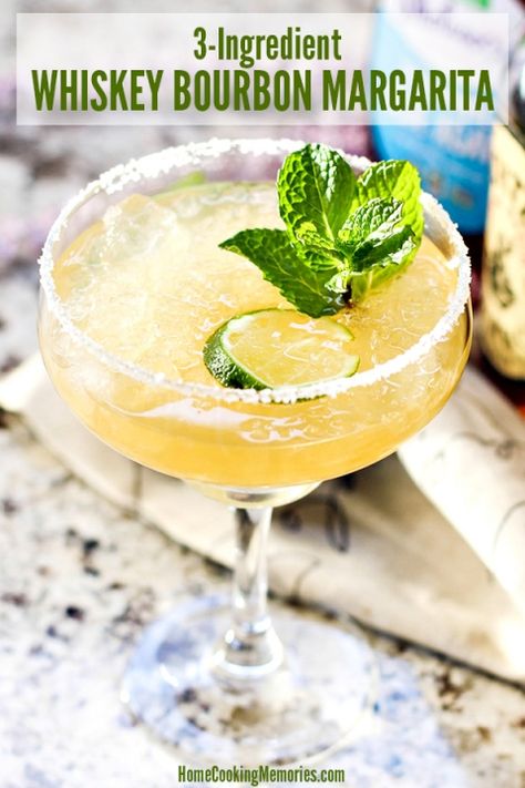 3-Ingredient Whiskey Bourbon Margarita Recipe - Home Cooking Memories Bourbon Lime Cocktail, Bourbon Margarita, Good Whiskey Drinks, Margarita Cocktails, Whiskey Drinks Recipes, Best Whiskey, Cocktail Recipes Whiskey, Whisky Cocktail, Whisky Cocktails