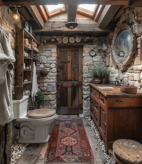 Cottage Style Homes Exterior, Stone Cottages Interior, Irish Cottage Interiors, Small Stone Cottage, Small Cottage Interiors, Rustic Bathroom Remodel, Cottagecore Life, Traditional Japanese House, Cabin Bathrooms