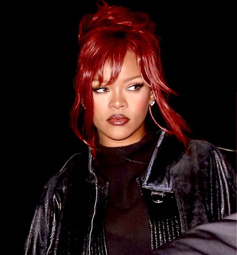 Rihanna Short Red Hair, Red Mullet Black Women, Red Singer Aesthetic, Red Hair Rihanna, Rihanna In Red, Rihanna Core, Red Rihanna, Rihanna Icon, 90s Pics