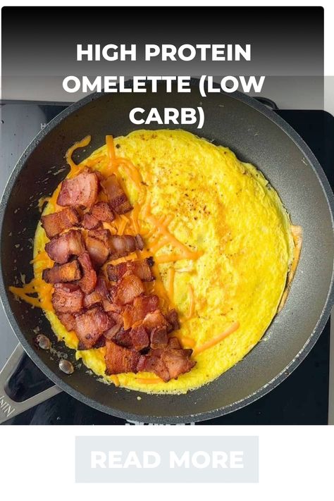 High Protein Omelette (Low Carb) High Protein Omelette Recipe, High Protein Omelette, Protein Omelette, Low Carb Omelette, Fulfilling Breakfast, Egg Bites Recipe, Cycle Syncing, Omelette Recipe, Low Carb Sides