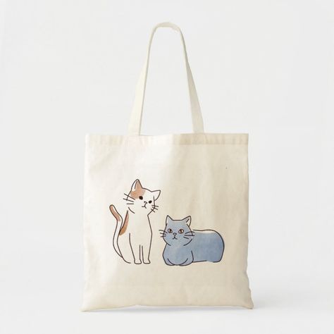 Two cats tote bag - Tote Bags Cat Tote Bag, Painted Tote, Cats Tote Bag, Two Cats, Cat Tote, Grocery Tote, Art Bag, Cat Drawing, Reusable Bags