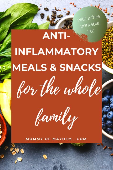 Anti-Inflammatory Meals for the Whole Family - Mommy of Mayhem Inflammatory Meals, Inflammation Diet Recipes, Inflammation Foods, Inflammation Recipes, Anti Inflamatory, Anti Inflammation Recipes, Autoimmune Diet, Inflammatory Recipes, Inflammation Diet