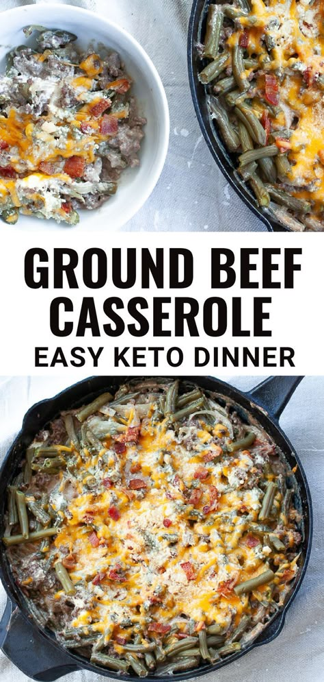 This easy recipe for Keto Ground Beef Casserole with green beans is the perfect way to make a hearty low carb dinner for the family that tastes delicious using hamburger meat. It combines lean ground beef, green beans, cream cheese and is topped with shredded cheese then baked in a one skillet casserole. Ground Beef And Green Beans, Ground Beef Green Beans, Keto Recipes With Ground Beef, Beef And Green Beans, Beef Green Beans, Recipe With Ground Beef, Keto Ground Beef, Keto Board, 2025 Goals