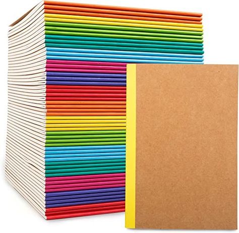 56 Pack A5 Kraft Notebooks, Lined Blank Travel Rainbow Spine Journal Bulk, 60 Pages Soft Cover Composition Notebooks for Women Girls College Students Office School Supplies by Feela, 8.3 X 5.5 in Composition Notebooks, Bell Work, Softcover Notebook, Cool School Supplies, Travel Journals, Classroom Supplies, Composition Book, Composition Notebook, Too Cool For School