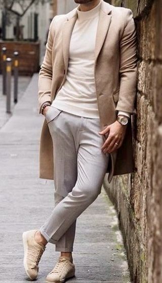 White Turtleneck Outfit, Turtleneck Outfit Men, Blazer Outfits Men, Turtleneck Outfit, Vans Converse, Smart Casual Men, Dress Suits For Men, Men With Street Style, Beige Outfit