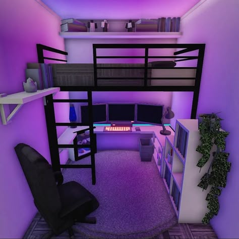 Game Room Ideas Bloxburg, Gaming Room Bloxburg, Bloxburg Gaming Room Ideas, Bloxburg Gaming Room, Bedroom Layouts For Small Rooms, Beach House Room, Ideas For Bloxburg, Gamer Bedroom, Blocksburg Room Ideas￼