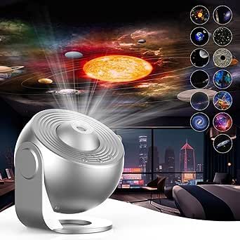 SOMKTN Planetarium Star Projector 2024 Upgrade, Galaxy Projector, Realistic Starry Sky Night Light with 13 Film Discs, Solar System Constellation Moon for Kids Adults Bedroom Home Decor (Silver) Diy Constellation Projector, Projector Galaxy, Moon For Kids, Astronaut Galaxy Projector, Galaxy Lamp Projector, Planetarium Projector, Paint My Room, Star Projector, Adult Bedroom