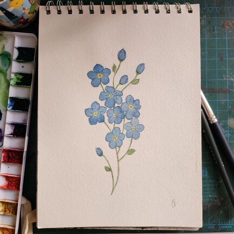 Forget-me-nots flower🌱 Painted with watercolor 🎨 #artbusiness #art #artist #artjourney #artistjop #artwork #arts #sellingart #fogetmenots #flower #flowerart #watercolor Draw Forget Me Nots Flower, Painting Forget Me Not Flowers, Forget Me Not Flowers Drawing Simple, Forget Me Not Flowers Watercolor, Forget Me Not Sketch, Watercolor Forget Me Not, Blue Flower Painting Acrylic Easy, Forget Me Not Flowers Painting, Forget Me Not Flowers Drawing