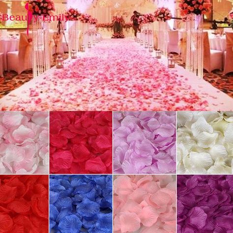 2000piece/lot 5*5cm Romantic silk Rose petals for Wedding Decoration Romantic Artificial Rose Petals Wedding Flower Rose Flower-in Rose Petals from Weddings & Events on Aliexpress.com | Alibaba Group Fake Rose Petals, Flower Party Decorations, Flower Petals Wedding, Wedding Flowers Roses, Rose Petals Wedding, Silk Rose Petals, Wedding Petals, Rose Party, Wedding Store