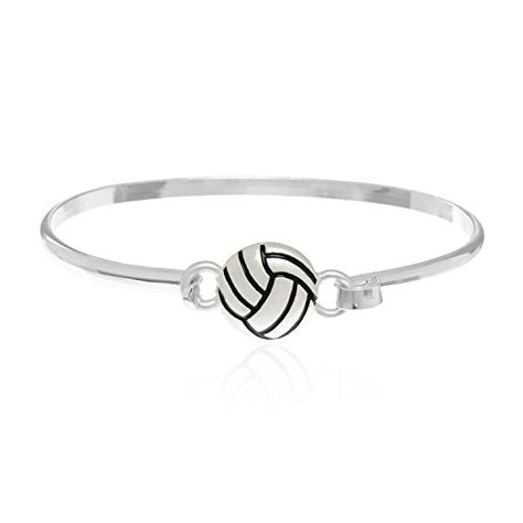 PammyJ Silvertone Volleyball Charm Bangle Hook Bracelet Volleyball Jewelry, Girls Volleyball, Simplistic Style, Volleyball Gifts, Hook Bracelet, Volleyball Team, Bangle Bracelets With Charms, Fashion Diy, Gift For Girls