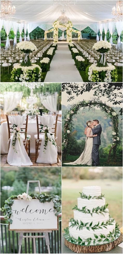 Breathtaking Green and White Wedding Ideas to Rock! #mexicanwedding  #cool    #cool   #rusticwedding  #all_shots White Wedding Ideas, Woodland Theme Wedding, Green And White Wedding, Wedding Color Palette Summer, Earthy Wedding, Green Themed Wedding, White Wedding Theme, Green Wedding Colors, Sage Green Wedding