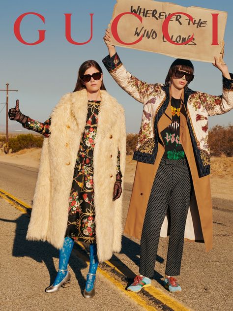 Fashion hitchhikers Gucci Ad, Gucci Campaign, Eyewear Campaign, Gucci Runway, San Ysidro, Gucci Spring, Campaign Fashion, Outdoor Shoot, Style Blazer