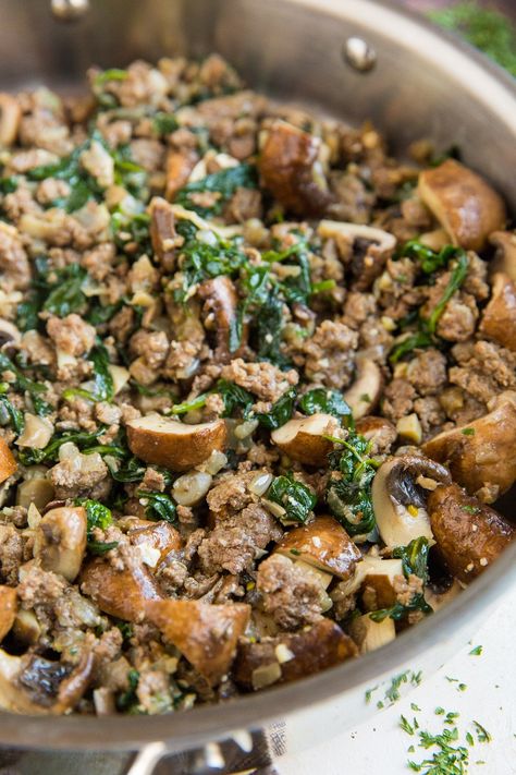 Ground Beef Zucchini, Mushroom Zucchini Recipe, Beef And Mushroom Recipe, Ground Beef And Spinach, Beef Zucchini, Beef With Mushroom, Beef Mushroom, Braised Chicken Breast, Mushroom Dish