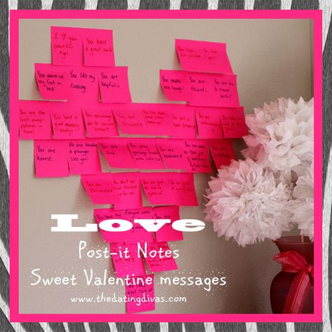 Inexpensive {and easy} Valentines Day ideas - the space between. Love this quick and meaningful post-it heart. #valentinesday #heart #easy #inexpensive Sweet Valentine Messages, Valentines Day Post, Valentine History, Valentine Messages, Dating Divas, Heart Day, My Funny Valentine, Sweet Valentine, Valentine Fun