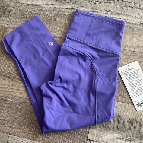 Lululemon Fast And Free High-Rise Crop 19" Charged Indigo Purple Athleisure Running Bottoms, Purple Workout Outfit, Sporty Breathable Purple Leggings, Lululemon Purple Shorts, Cute Lululemon Outfits, Lululemon Purple, Purple Full-length Athleisure Leggings, Lululemon Pants, Dream Items