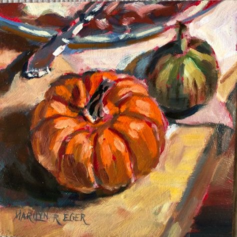 All original oil painting pumpkin & fig still life | Etsy Impressionism Art Still Life, Fig Still Life, Oil Still Life, Themed Paintings, Pumpkin Oil, Tulips Card, Still Life Artists, Life Paintings, Sketchbook Art Journal