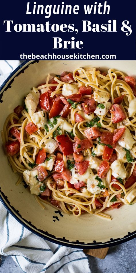 Brie Pasta Salad, Brie And Tomato Pasta, Brie And Tomatoe, Tomato Brie Pasta, Baked Brie Pasta, Pasta With Brie And Tomatoes, Brie Pasta Recipes, Baked Brie Pasta With Cherry Tomatoes, Brie Tomato