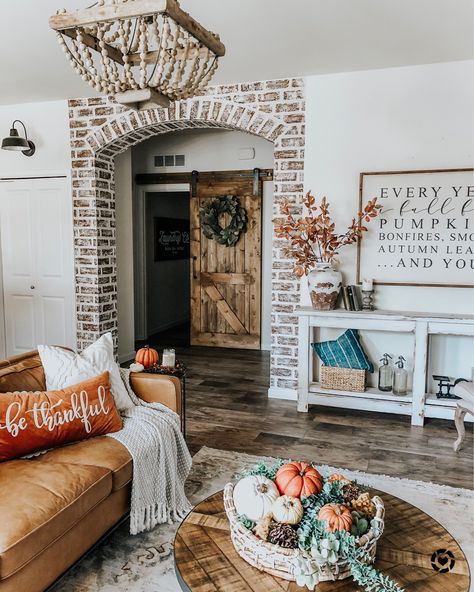 How To: Faux Brick Living Room Apartment Layout, Brick Archway, Interior Design Living Room Modern, Living Room Apartment, Faux Brick Walls, Comfy Living Room, Apartment Layout, Modern Farmhouse Living Room, Faux Brick