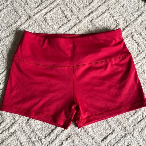 Red Short Athletic Shorts Red Gym Shorts, Red Spandex Shorts, Amazon Pants, Fitness Wear Outfits, Gym Shorts, Red Shorts, Cute Simple Outfits, Dream Clothes, Bike Shorts