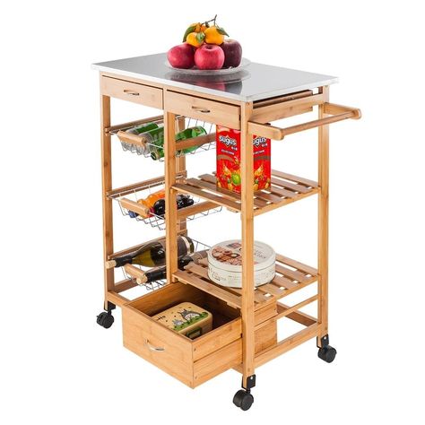 Kitchen Trolley Cart, Stainless Steel Table Top, Cabinet Island, Drawers Kitchen, Rolling Kitchen Cart, Kitchen Storage Cart, Kitchen Island Cart, Portable Kitchen, Wood Kitchen Island