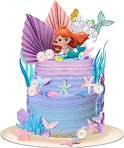 Mermaid Seaweed, 3d Mermaid, Under The Sea Cake, Shell Mermaid, Sea Cake, Mermaid Birthday Cakes, Mermaid Cake Topper, Cake Decorating Set, Sea Cakes