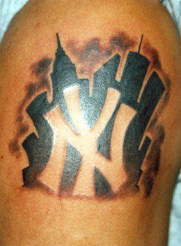 The New York Yankees are one of the more storied sport franchises in the world, and, depending on who you are talking to and where they live, are among the favorites of those wanting to tattoo a sports logo or players on their bodies. One obvious... New York Symbols, Ny Tattoo, Symbols Tattoos, Marilyn Monroe Tattoo, Skyline Tattoo, Puzzle Tattoos, New York Tattoo, New York Yankees Logo, Symbol Tattoo