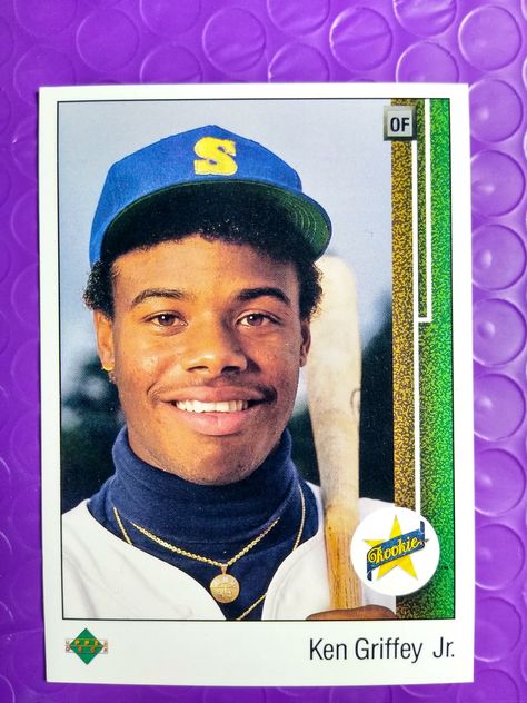 1989 Upper Deck Ken Griffey Jr Rookie Card #1 NRMT condition Great Graduation Gift or Fathers Day Gifts Pride in Service Baseball Card Values, Old Baseball Cards, Ken Griffey Jr, Baseball Posters, Ken Griffey Jr., Griffey Jr, Ken Griffey, Rc Auto, Shaquille O'neal