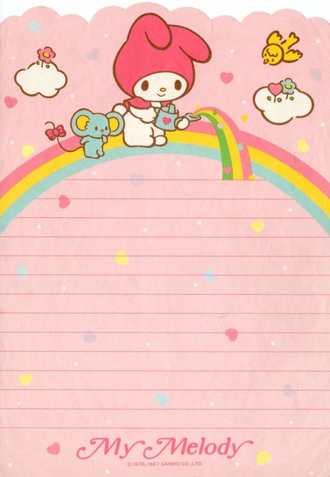 Kawaii Printables, Memo Pad Design, Hello Kitty Printables, Note Writing Paper, Memo Paper, Vintage Stationery, Cute Letters, Sanrio Wallpaper, Printable Scrapbook Paper