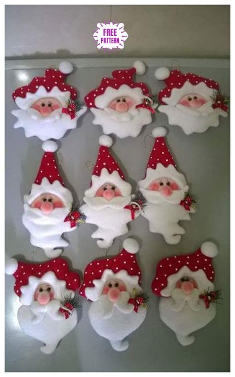 Christmas Craft: DIY Felt Santa Clause Ornament Free Sew Patterns & Tutorials Diy Felt Christmas Ornaments, Felt Crafts Christmas, Felt Christmas Decorations, Christmas Ornament Pattern, Felt Christmas Ornaments, Santa Clause, Christmas Ornament Crafts, Christmas Sewing, Christmas Ornaments To Make