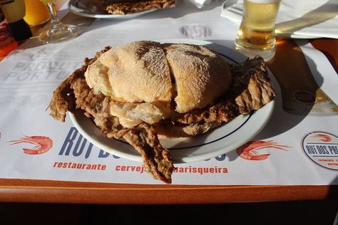 The Prego: A Classic Portuguese Sandwich Portuguese Sandwich, Portuguese Soup, Steakhouse Recipes, Learn Portuguese, Culinary Travel, Portuguese Recipes, Ultimate Comfort Food, Lisbon Portugal, Comfort Foods