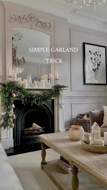 Mantlepiece Garland Christmas, How To Drape Garland On Mantle, Hanging Garland On Mantle, Christmas Garland On Mantle, Easy Mantle, Garland On Mantle, Fireplace Decor Christmas, Diy Drapes, Christmas Styling