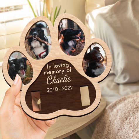 Our Personalized 2-Layered Wooden Plaque is the perfect keepsake to honor your friends and loved ones, or commemorate your life's biggest moments and events. You can easily customize your treasured images and words to make a lasting remembrance that you will cherish forever. It is also the perfect gift for friends and family on any occasion: Christmas, Birthday, Valentine's Day, Father’s Day, Mother's Day, Anniversary or Graduation, etc.     Message: "In loving memory of ...".  Description   T Dog Memorial Ideas Loss Of Pet, Laser Engraved Memorial Gift, Memorial Pet Ideas, Memorial Dog Ideas, Laser Design Ideas, Dog Memory Ideas, Pet Keepsake Ideas, Dog Remembrance Ideas, Dog Memorial Ideas