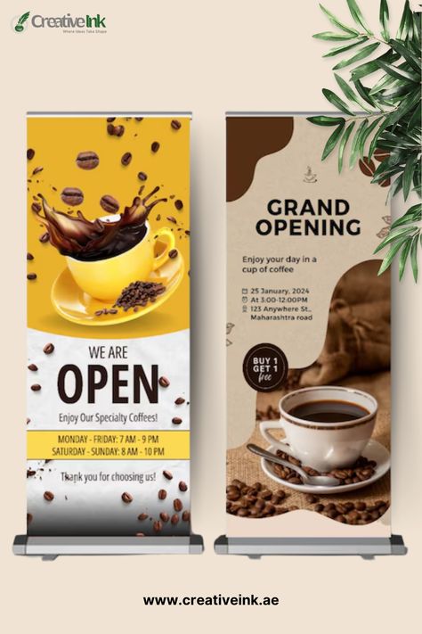 Make your message stand out with stunning roll-up banners that grab attention instantly! Whether it’s for grand openings, promotions, or trade shows, we ensure premium quality and eye-catching designs.

Make your brand impossible to miss! Visit our website now and get a custom banner today. Custom Banner, Custom Banners, Speciality Coffee, Grand Opening, Your Message, Roll Up, Banners, Coffee Cups, Promotion