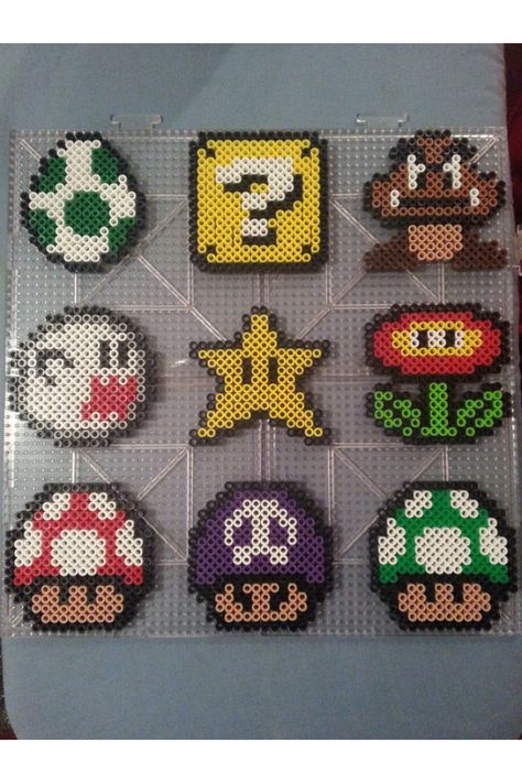 Mario perler Perler Bead Magnets, Hama Beads Mario, Hama Mario, Perler Bead Mario, Perler Beads Ideas, Hama Art, Melty Bead Patterns, Pearl Beads Pattern, Fuse Bead Patterns