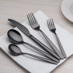 Top 10 Best Black Silverware Sets in 2020 Reviews Black Silverware, Black Cutlery, Black Flatware, Stainless Steel Silverware, Service Kitchen, Cutlery Sets, Stainless Steel Flatware, Black Plates, Spoon Set