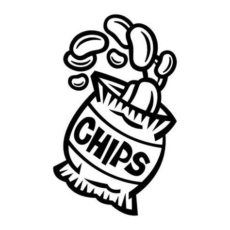 Bag Of Chips Drawing, Potato Tattoo, Snacks Png, Abc Design, Chip Bags, The Bag, Potato Chips, Cricut Ideas, Pool Party