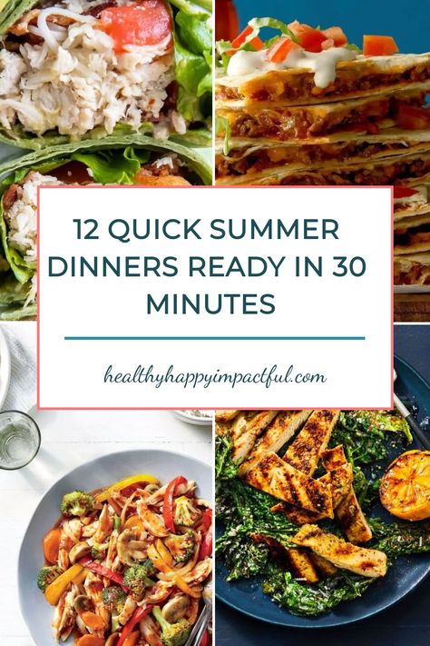 12 quick summer dinners featuring salads, wraps, grilled chicken, and quesadillas. Quick And Easy Healthy Recipes, Summer Dinner Easy, Quick Summer Dinners, Cold Rice Salad Recipes, Rice Salad Cold, Easy Dinner Healthy, Crockpot Dinners Healthy, Summer Dinner Ideas, Chicken Taco Bowls