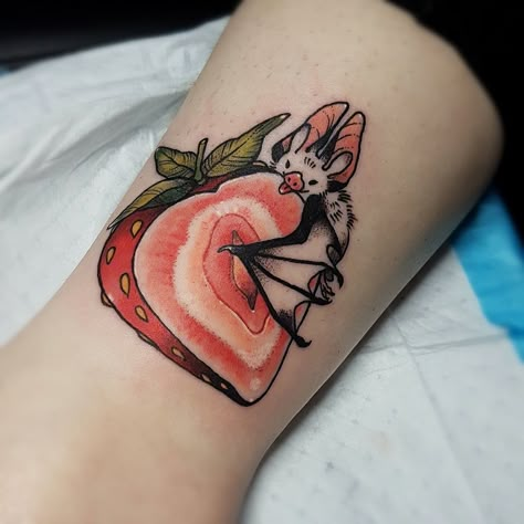 Tattoo Fairy, Strawberry Tattoo, Bat Tattoo, Fruit Bat, Tatuaje A Color, Aesthetic Tattoo, Pattern Tattoo, Forearm Tattoos, Skin Art