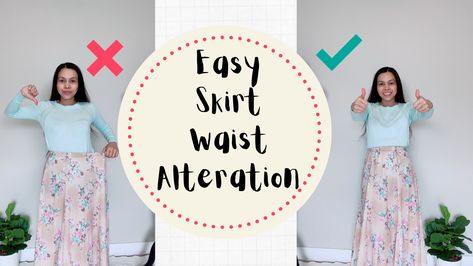 Take In Waist Of Skirt, How To Tighten Skirt Waist, How To Take In Skirt Waist, How To Take In A Skirt, How To Make A Skirt Fit Tighter, How To Make A Skirt, Long Flowy Skirt, Plain Skirt, Elastic Skirt