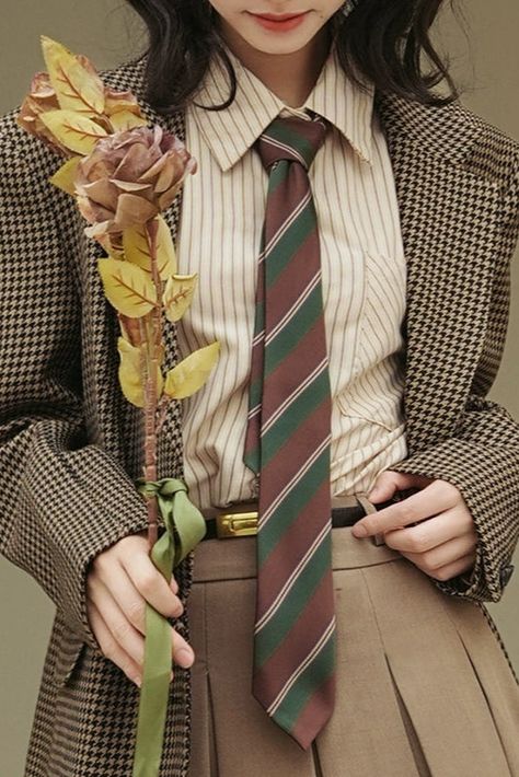 ❤Retro college-style vintage long tie❤︎ College Style, College Fashion, Style Vintage, Grey, Green, Vintage Fashion, Black