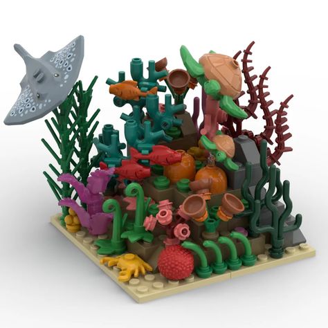 LEGO IDEAS - LEGO 360 Coral Reef Aquarium Lego Aquarium, Colorful Coral Reef, Coral Reef Aquarium, Diy Aquarium, Reef Aquarium, Lego Projects, Coral Reefs, Lego Ideas, Colorful Fish