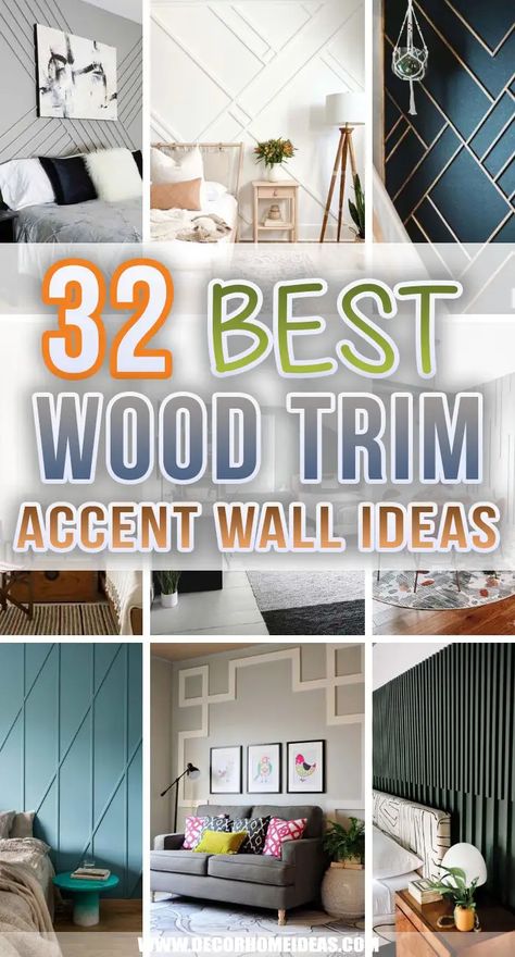 Best Wood Trim Accent Wall Ideas. Are you considering adding an accent wall to one of your rooms? Well, these wood trim accent wall ideas might be your best option as they are stylish and elegant. #decorhomeideas Trim Accent Wall Ideas, Wood Trim Accent Wall, Trim Accent Wall, Perete Accent, Wood Wall Design, Feature Wall Bedroom, Accent Wall Ideas, Accent Wall Designs, Salon Suites