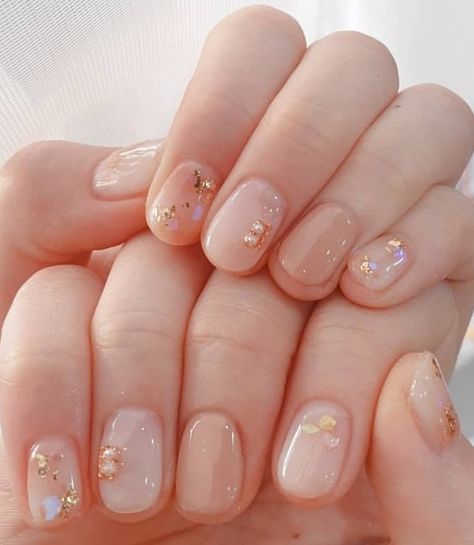 Gel Nails Ideas Short Korean, Bridal Nails Short Gel, Cute Japanese Nails, Feet Nail Design, Minimal Nails Art, Korean Nail Art, Asian Nails, Hello Nails, Subtle Nails