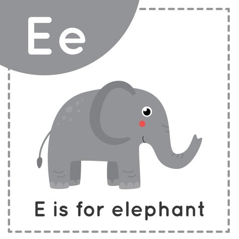 English Alphabet For Kids, English Alphabets With Pictures, E Is For Elephant, English Alphabet Letters, English Transition Words, Alphabet Pictures, Elephant Drawing, Cartoon Elephant, Children Learning