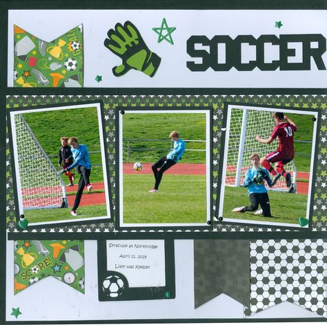 Soccer Is Life, Scrapbooking Sports, School Scrapbook Layouts, Beach Scrapbook Layouts, Boy Scrapbook Layouts, Scrapbook Design Layout, Beautiful Scrapbook Layouts, Scrapbook Pictures, Baby Scrapbook Pages