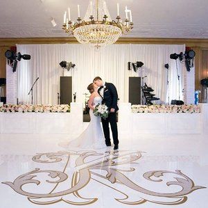 Gold Monogram Dance Floor, Kk Monogram, Letter Lights Wedding, Monogram Dance Floor, Wedding Monograms, Print And Embroidery, Dance Floor Wedding, Wedding Options, Dance Floors