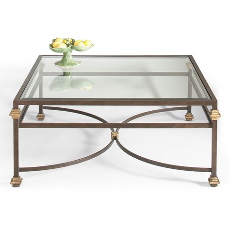 Collar Sq Coffee Table - Bronze - Gold  |  Chelsea House 380088 Walnut Doors, Porcelain Planter, Square Coffee Table, Handcrafted Decor, Chelsea House, Coffee Table Wayfair, Rectangular Coffee Table, Coffee Table Square, Table Vases